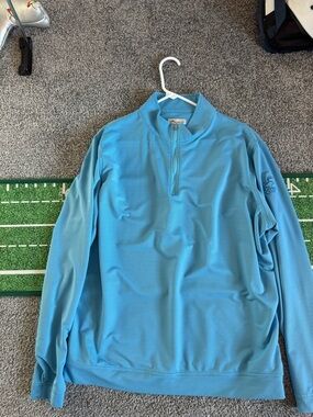 Peter Millar Light Blue Textured Quarter-Zip Pullover